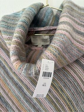 Saturday Sunday Anthropologie NWT Striped Turtleneck Fringe Poncho One Size